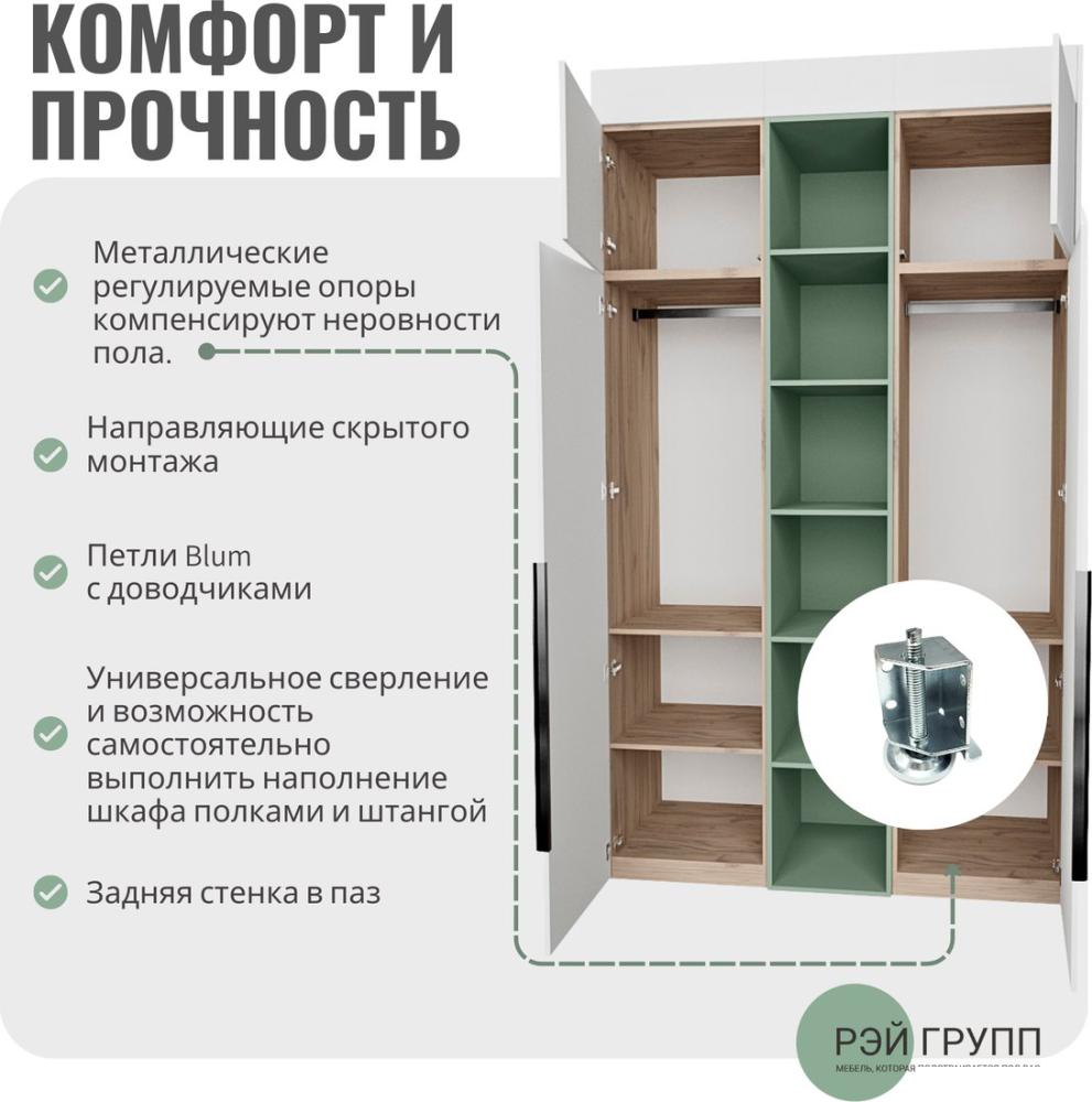 Шкаф распашной Рэйгрупп Рэй S262-В14-3-WKW В14-3 (дуб веллингтон/кобальт)