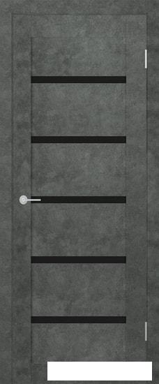 Межкомнатные двери Юркас Stark ST8 ДО 90x200 (бетон темный/lacobel черный лак)