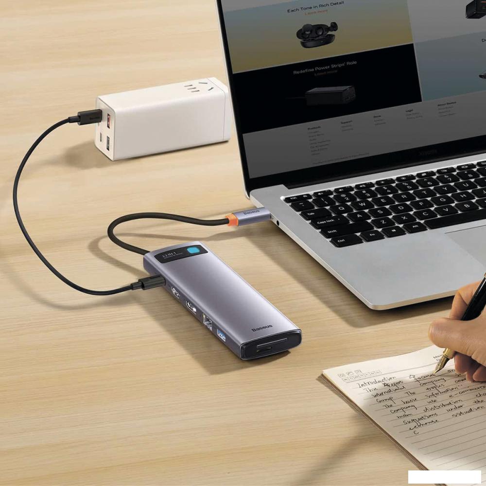 Док-станция Baseus Metal Gleam Series 12-in-1 Multifunctional Type-C Hub Docking Station WKWG020213