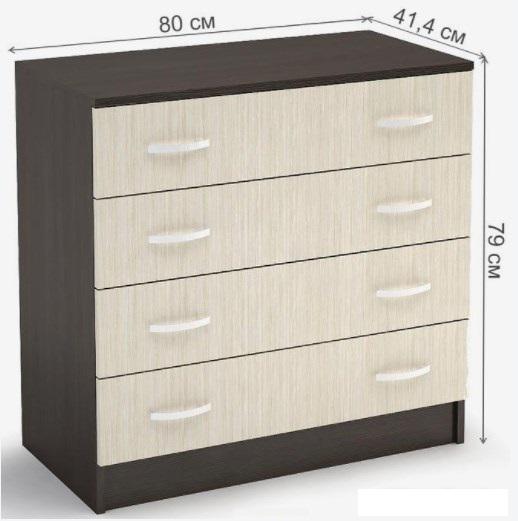 Комод Стендмебель Бася КМ-554-М 4 ящика (дуб белфорт-венге)