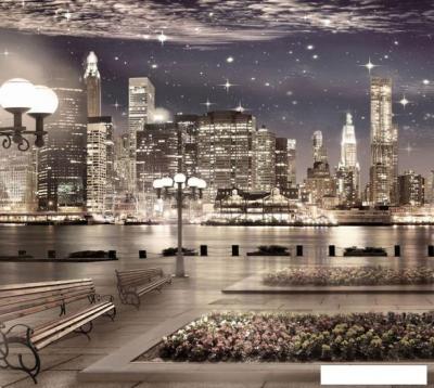 Обои ФабрикаФресок Фреска Ночной Нью-Йорк 663270 (300x270)