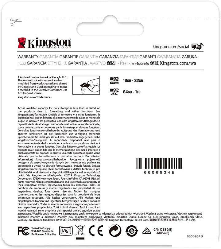 Карта памяти Kingston Canvas Select Plus microSDXC 512GB Карта памяти Kingston Canvas Select Plus microSDXC 512GB