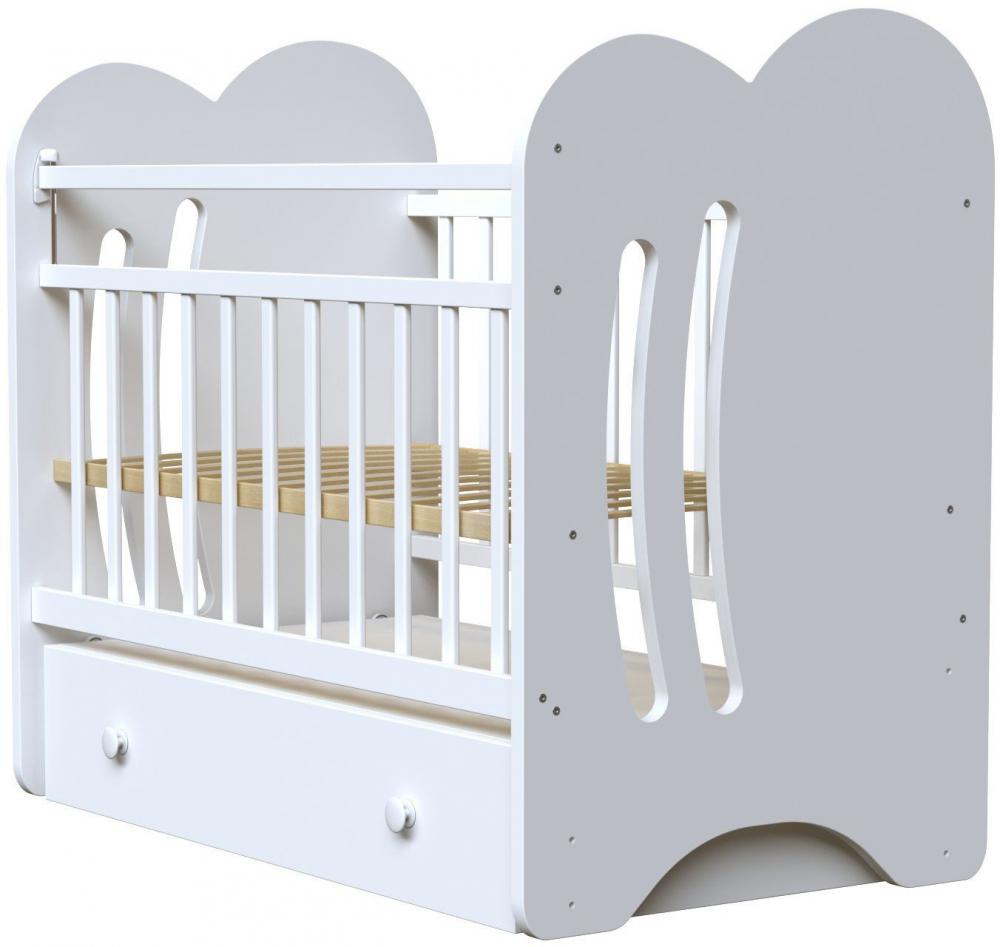 Классическая детская кроватка VDK Wind Tree маятник с ящиком (белый)