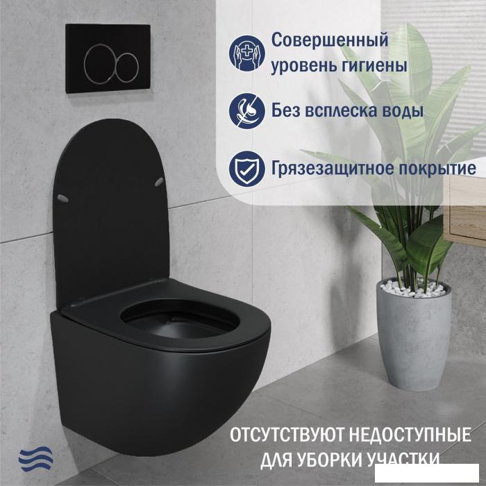 Унитаз подвесной Lauter Sulzdorf с микролифтом и кнопкой смыва 219704J (черный)