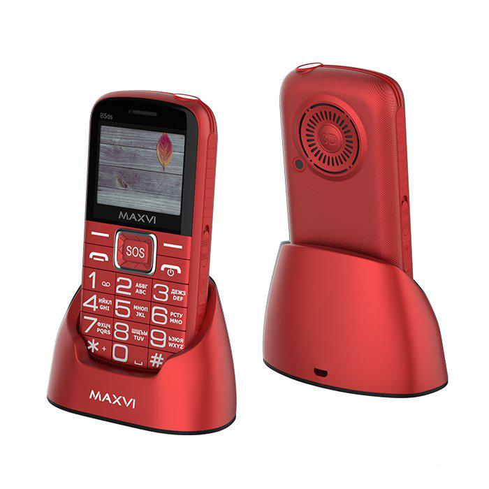 Кнопочный телефон Maxvi B5ds (красный)