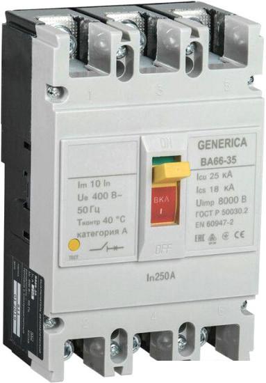 Выключатель автоматический Generica ВА 66-35 3Р 250А 25кА SAV30-3-0250-G
