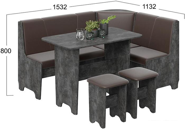 Обеденная группа Трия Техас исп. 1 (ателье темный/экокожа коричневый)