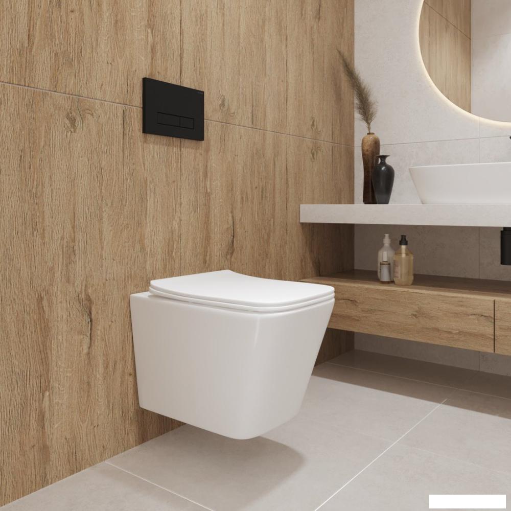 Унитаз подвесной Lauter Square 214903 с кнопкой 219702E (круглая, белый)