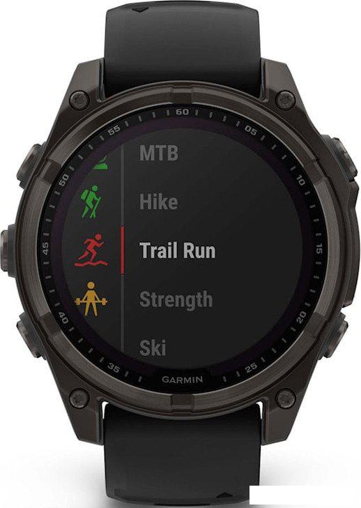 Умные часы Garmin Fenix 8 Solar, Sapphire 47мм (титановый угольно-серый DLC с черным ремешком)
