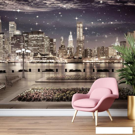Обои ФабрикаФресок Фреска Ночной Нью-Йорк 663270 (300x270)