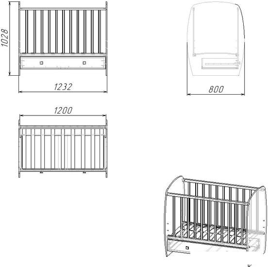 Классическая детская кроватка Polini Kids French 710, Teddy, с ящиком (белый)