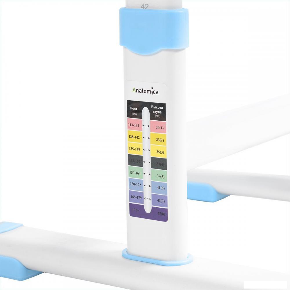 Парта Anatomica Avgusta + стул + выдвижной ящик + подставка (белый/голубой)