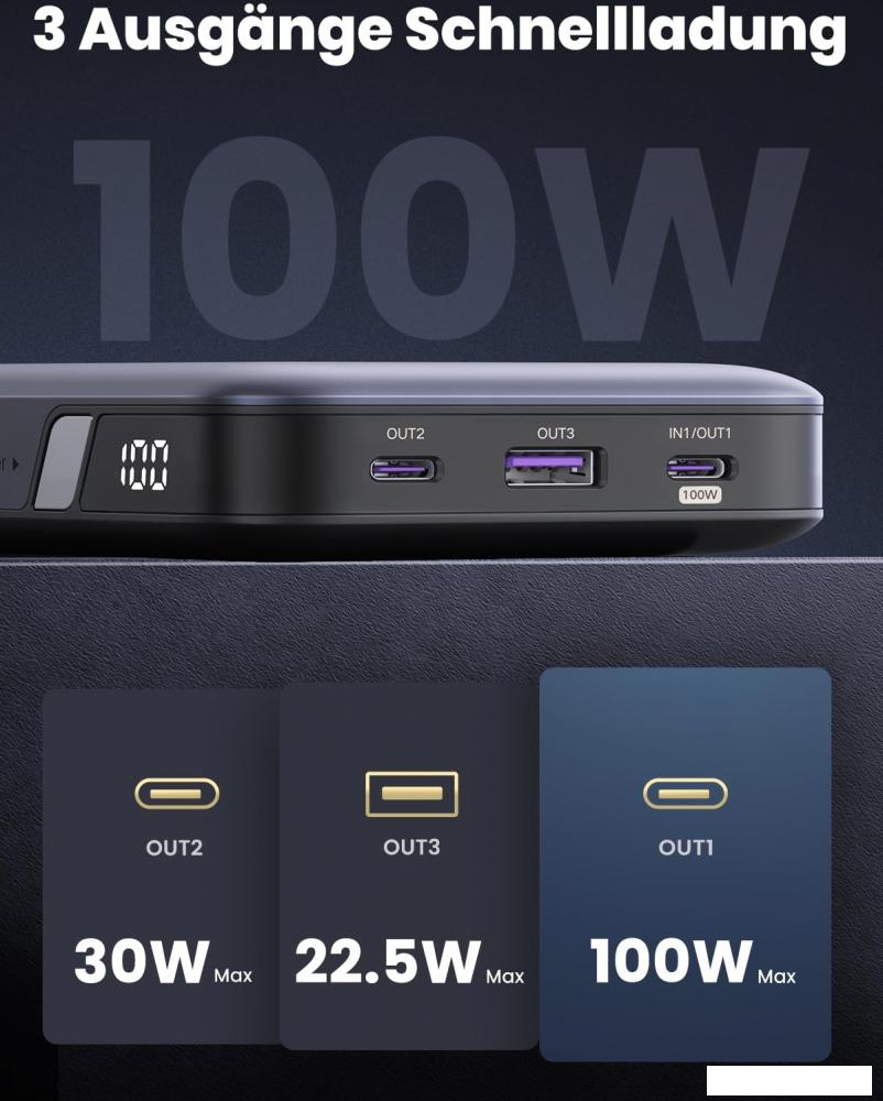 Внешний аккумулятор Ugreen PB720 20000mAh (серый)