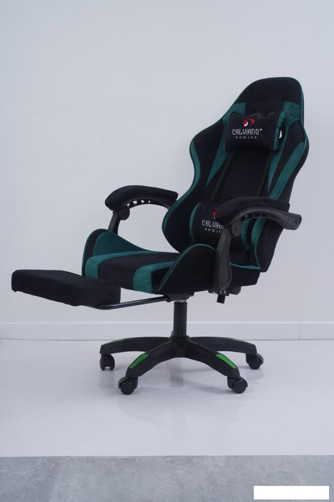 Игровое (геймерское) кресло Calviano 1584 (велюр, черный/зеленый)