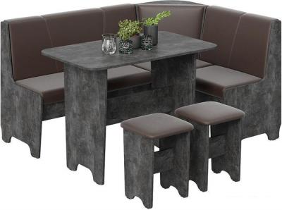 Обеденная группа Трия Техас исп. 1 (ателье темный/экокожа коричневый)