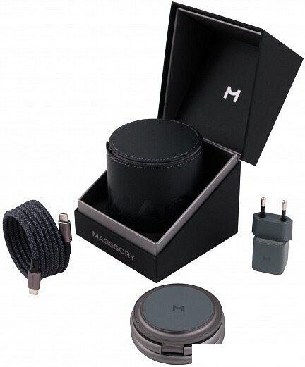 Беспроводное зарядное Magssory Disc Signature Edition 3 в 1 для Apple WCH033 (темно-серый)