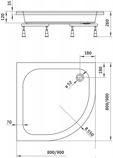 Душевые поддоны Deante Standard Plus II 90x90 KTU 031B
