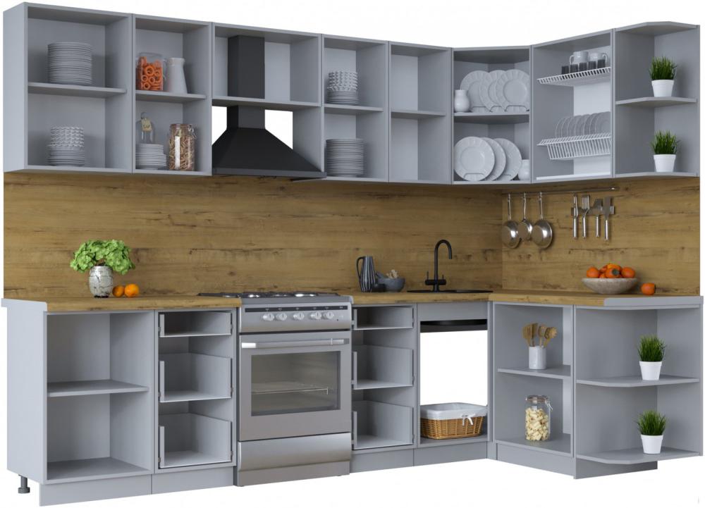 Готовая кухня Интерлиния Тренд 1.5x2.9 правая (индиго/индиго/опал светлый)