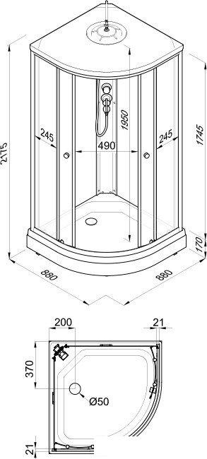 Душевые кабины Triton Экстра А 88x88