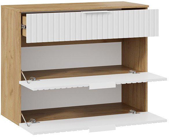 Тумба для обуви Трия Хилтон комбинированная Исп.2.3 (дуб крафт золотой/белый матовый)