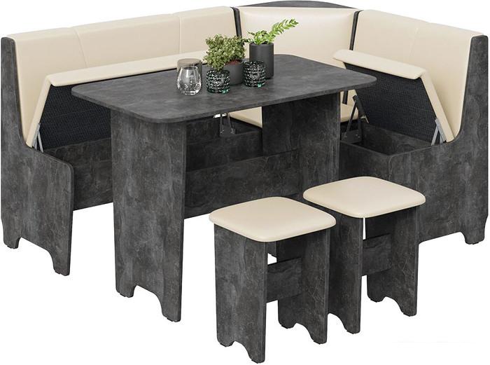 Обеденная группа Трия Техас исп. 1 (ателье темный/экокожа бежевый)