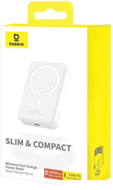 Внешний аккумулятор Baseus Magnetic Mini Air Wireless Fast Charge Power Bank 20W 10000mAh (белый)