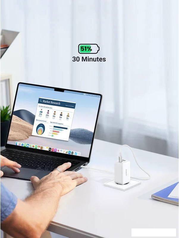 Сетевое зарядное Ugreen CD244 15334 (белый)